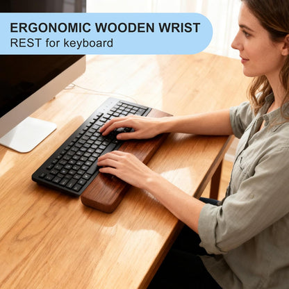 75 Keys Keyboard Wrist Rest - Ergonomic Walnut Wood Palm Rest for Mechanical Keyboard, Non-Slip, Comfortable Typing and Gaming (75 Keys)