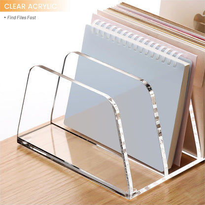 YUXUN Desk File Organizer,5-Section Vertical Clear Acrylic Desk Organizer File Holder Mail Sorter Office Organization for Office Home &Classroom（B5）