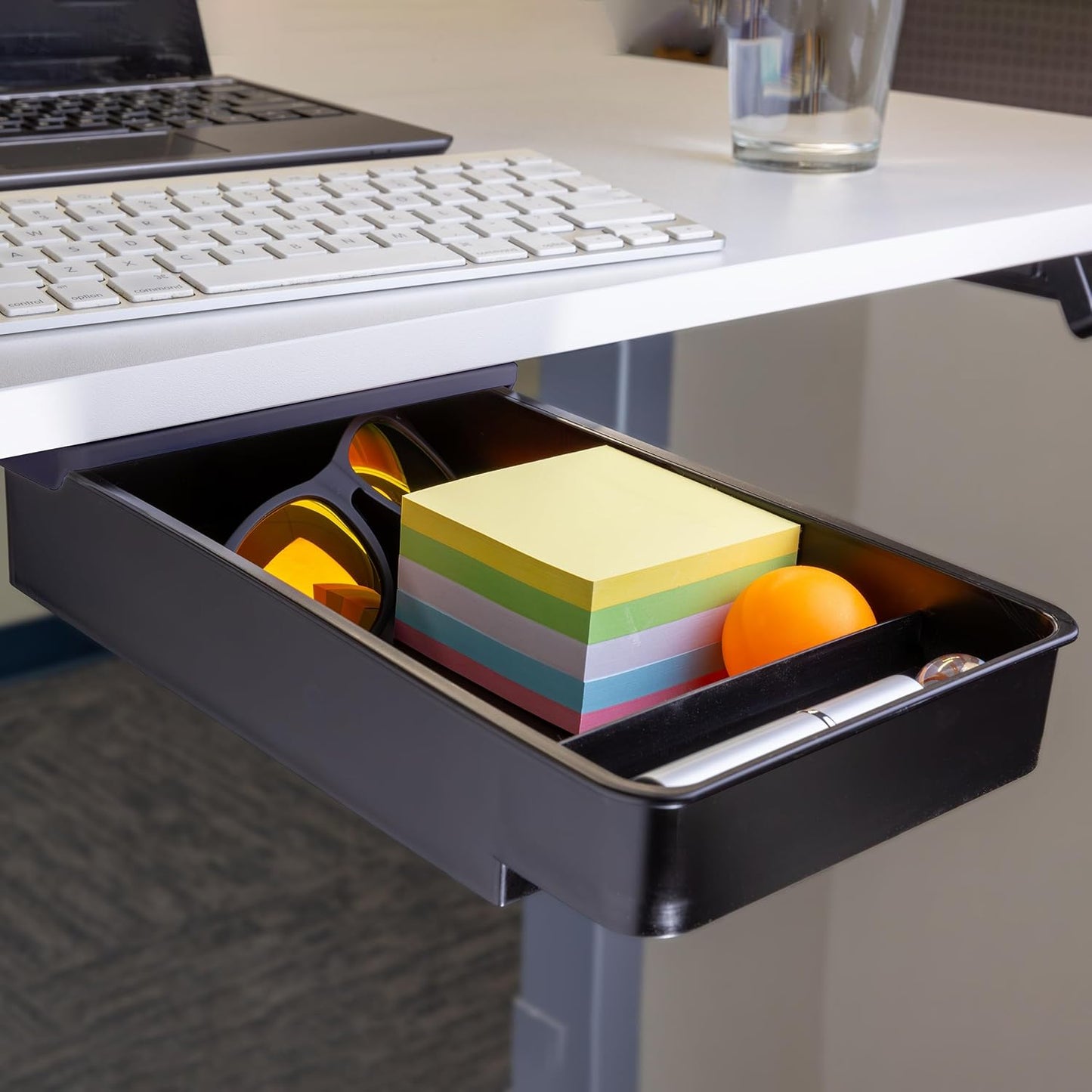 Officemate Large Self-Adhesive Under Desk Drawer, White, 12.5" x 10.75" x 1.875" (22556)
