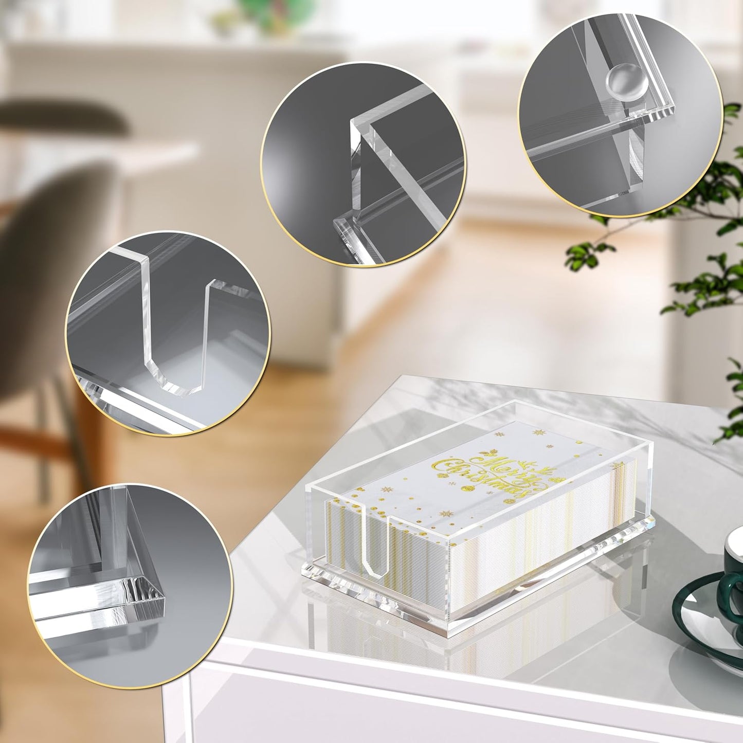 Transparent Acrylic Napkin Holder Clear Guest Paper Disposable Hand Towel Dispenser Tray Organizer For Table Home Kitchen Restaurant and Hotel Business
