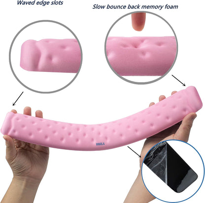 BRILA Keyboard Wrist Rest Support Cushion Pad for Computer, Laptop, Office Work, PC Gaming - Memory Foam Gel with Massage Holes Design - Non-Slip Easy Typing Wrist Pain Relief (Black Keyboard Pad)