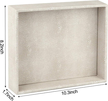 HofferRuffer Faux Leather Vanity Tray, Elegant Desktop Storage Organizer, Decorative Catchall for Perfume, Bathroom Valet, Nightstand or Dresser, Black, 10.2 x 8.4 x 1.8 Inches