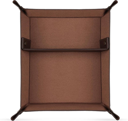 Londo Leather Tray Organizer - Practical Lightweight Water Resistant Computer Table Desk Storage Box for Wallets, Watches, Keys, Coins, Cell Phones and Office Equipment