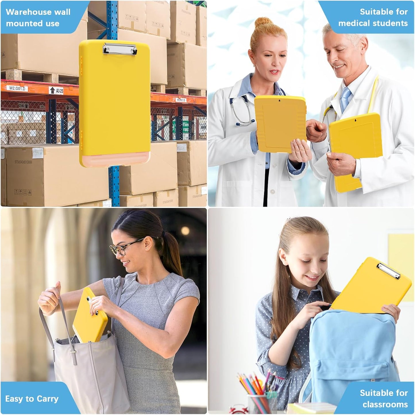 Hongri Clipboard with Storage with Pen Holder, Folder Nursing Clip Board 8.5 x 11 Foilo-Side Opening, High Capacity, Light Weight for Teachers, Classroom. Size 14 x 9.6 x 1.2 in(Pink)