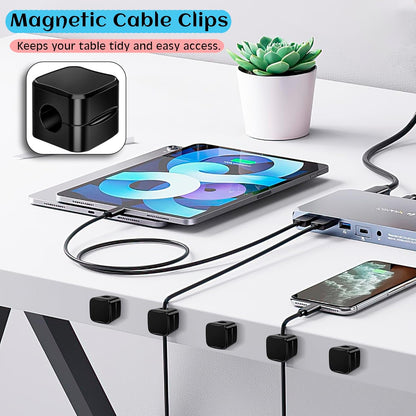 SaiTech IT Magnetic Cable Clips, Cord Organizer Holder, for Desk Cable Management, Adhesive Wire Keeper for Car, Office Home Desktop, Wall, Night Table (12 Pack)
