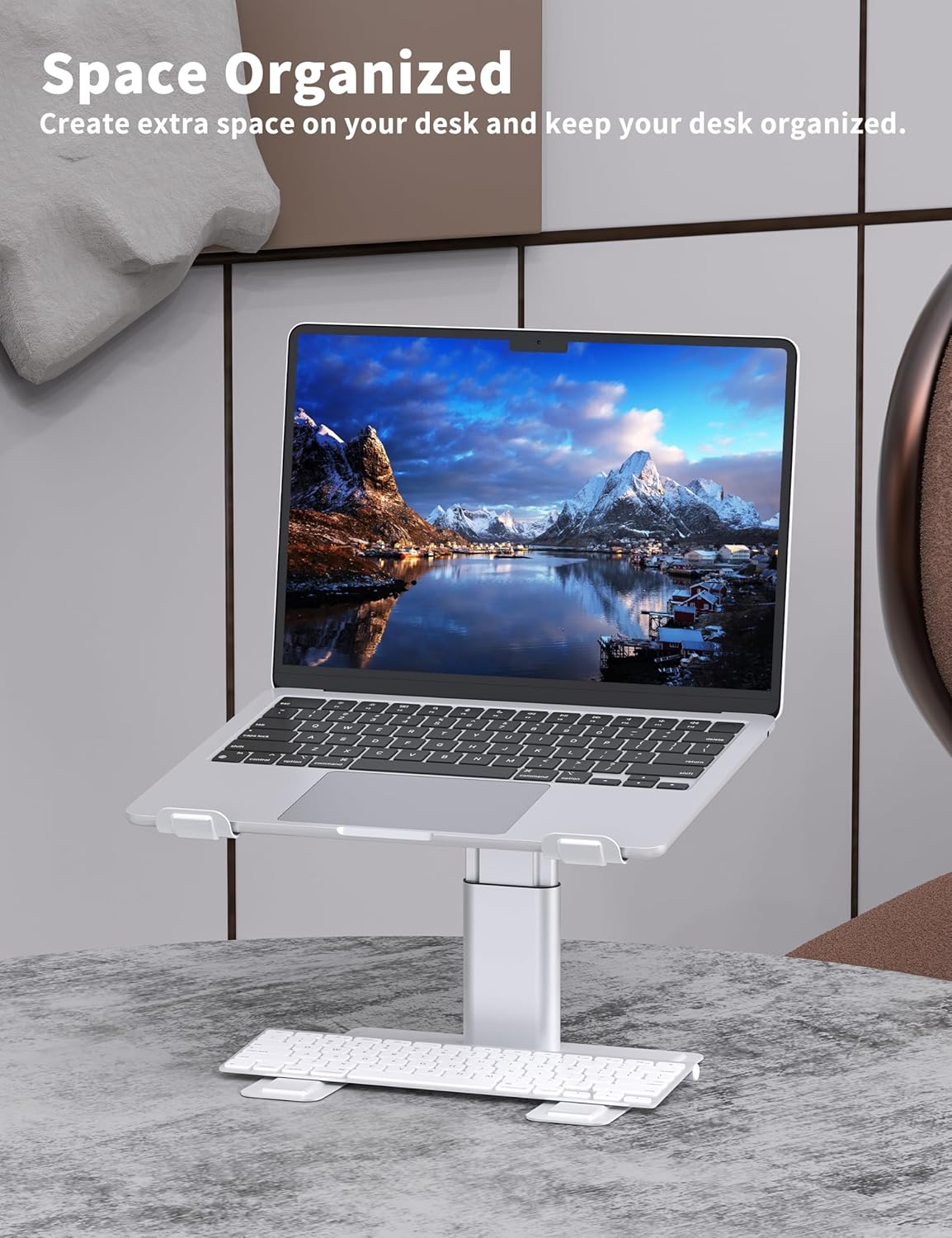 ALASHI Laptop Stand for Desk, Computer Stand Adjustable Height, Ergonomic Notebook Laptop Riser, Aluminum Metal Holder Compatible with 10 to 17.3 Inches Notebook PC Computer, Black