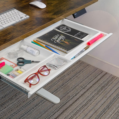 Mount-It! Under Desk Drawer with 4 Compartments, Deep Low-Profile Slide-Out Storage Organizer, 25.8″ x 12.5″ x 1.6″, Smooth Glide Pull-Out Tray for Traditional & Single Motor Standing Desks, Black
