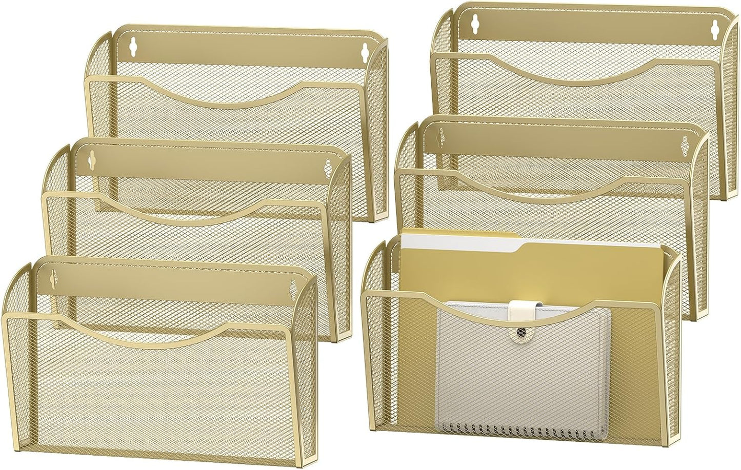 MINDEPOT Wall File Organizer,Hanging Wall Mounted File Folder Binder Holder Mail Organizer for Office,Home and School Supplies