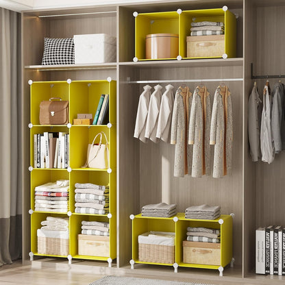 AWTATOS Cube Storage Organizer, 16 Cube Closet Organizer, Stackable Storage Cube Shelves, DIY Portable Closet Clothes Organizer Shelving for Bedroom, Closet, Wardrobe, Bathroom, White