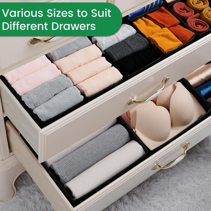 Criusia Drawer Organizer Clothes, 8 Pack Underwear Organizer, Foldable Closet Organizers and Storage Dresser Dividers for Clothes, Socks, Scarves, Ties (Gray)
