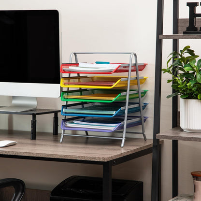 Mind Reader 5-Tier Paper Tray Organizer, Vertical Desktop File Storage Rack, Office, Metal Mesh, Black
