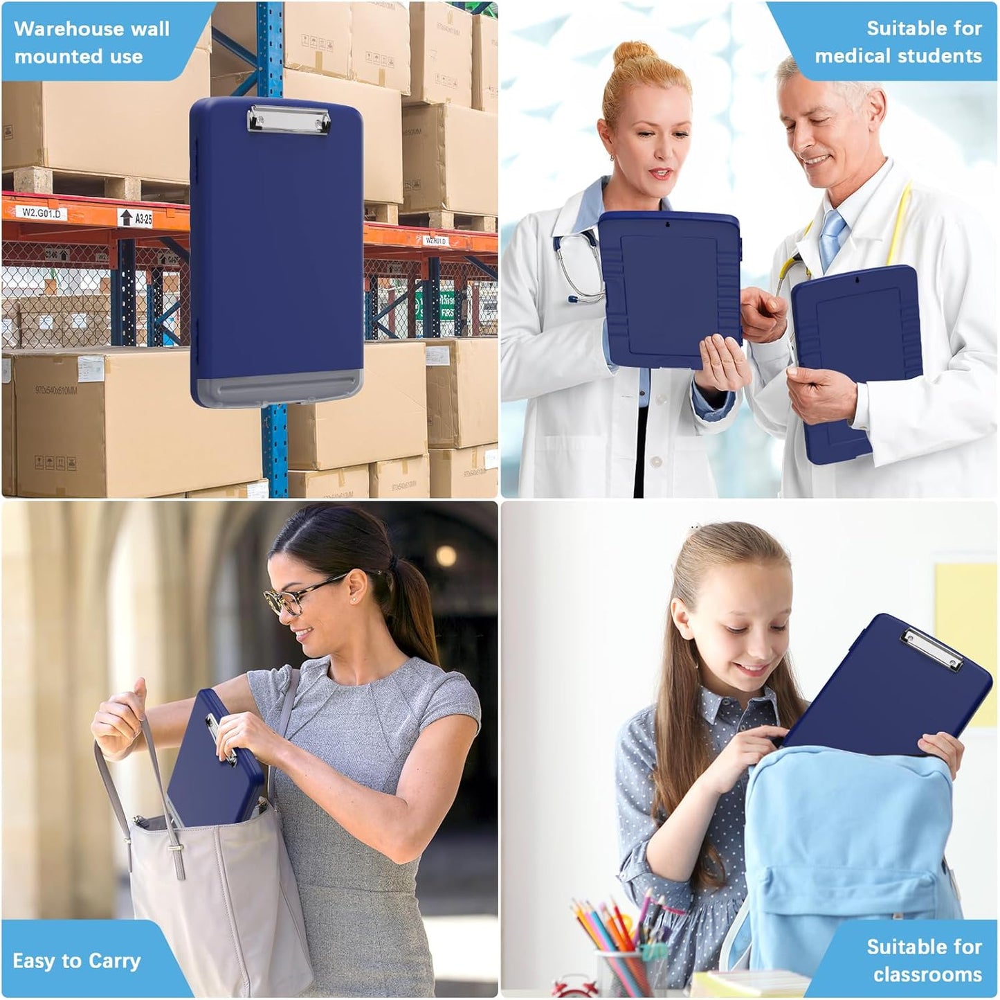 Hongri Clipboard with Storage with Pen Holder, Folder Nursing Clip Board 8.5 x 11 Foilo-Side Opening, High Capacity, Light Weight for Teachers, Classroom. Size 14 x 9.6 x 1.2 in(Pink)