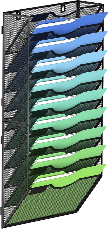 Kuntine.B Wall File Organizer Office Hanging Magazine Holder Wall File Organizer for Office Home (Black, 5 Tier)