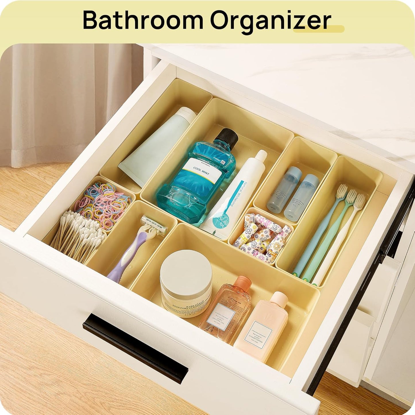 Vtopmart 25 PCS Clear Plastic Drawer Organizers Set, 4-Size Versatile Bathroom and Vanity Drawer Organizer Trays, Storage Bins for Makeup, Bedroom, Kitchen Gadgets Utensils and Office