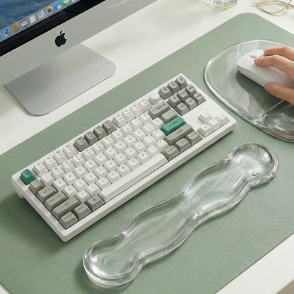 Ergonomic Clear Gel Wrist Rest for Computer Keyboard - Non-Slip Crystal Gel Pad, Soft Comfortable Support, Washable, Office Gaming Wrist Pain Relief