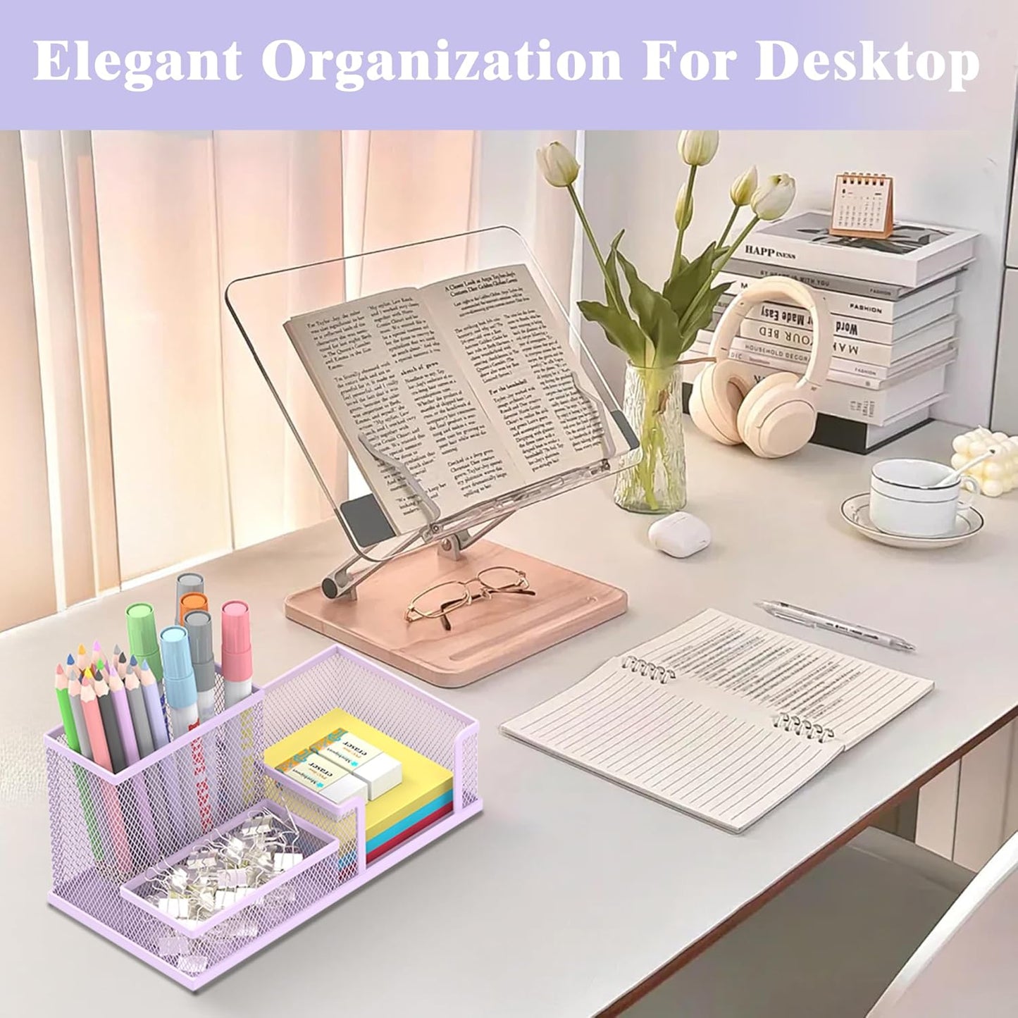 SUPEASY Pen Holder Desk Organizer, Office Supplies Pencil Holder with 3 Compartments, Desk Accessories and Workspace Organizers for Home School Classroom, Black