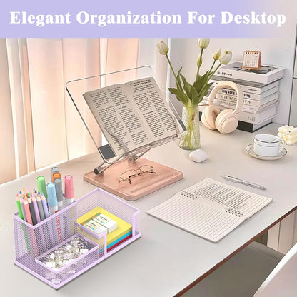 SUPEASY Pen Holder Desk Organizer, Office Supplies Pencil Holder with 3 Compartments, Desk Accessories and Workspace Organizers for Home School Classroom, Black
