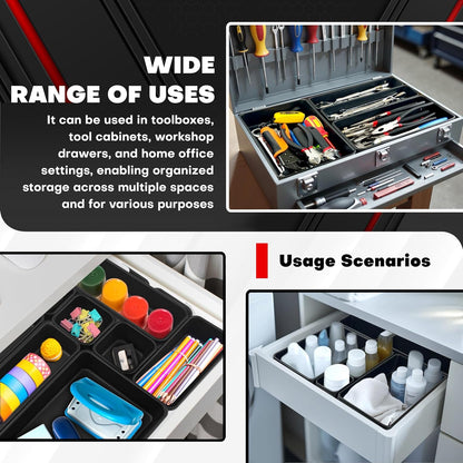 C&T 69-Pieces Tool Box Organizer Tray Divider Set, Tool Drawer Tray Divider, Large Plastic Interlocking Organizer (Includes 5 Sizes) for Drawer Organization, Workbench and Storage