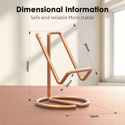 Metal Cell Phone Stand for Desk, Cute One-Piece Phone Holder, Stable Desktop Display Dock for iPhone, iPad, Samsung, Tablets & All Mobile Phones, Gold