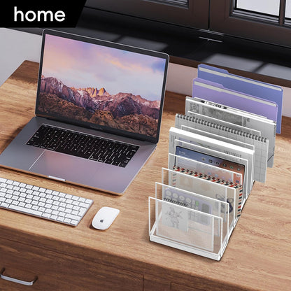 File Organizer for Desk, 5-Section Vertical File Sorter, Paper Holder Organizer Standing Metal File Folder for Office Home Classroom, Black