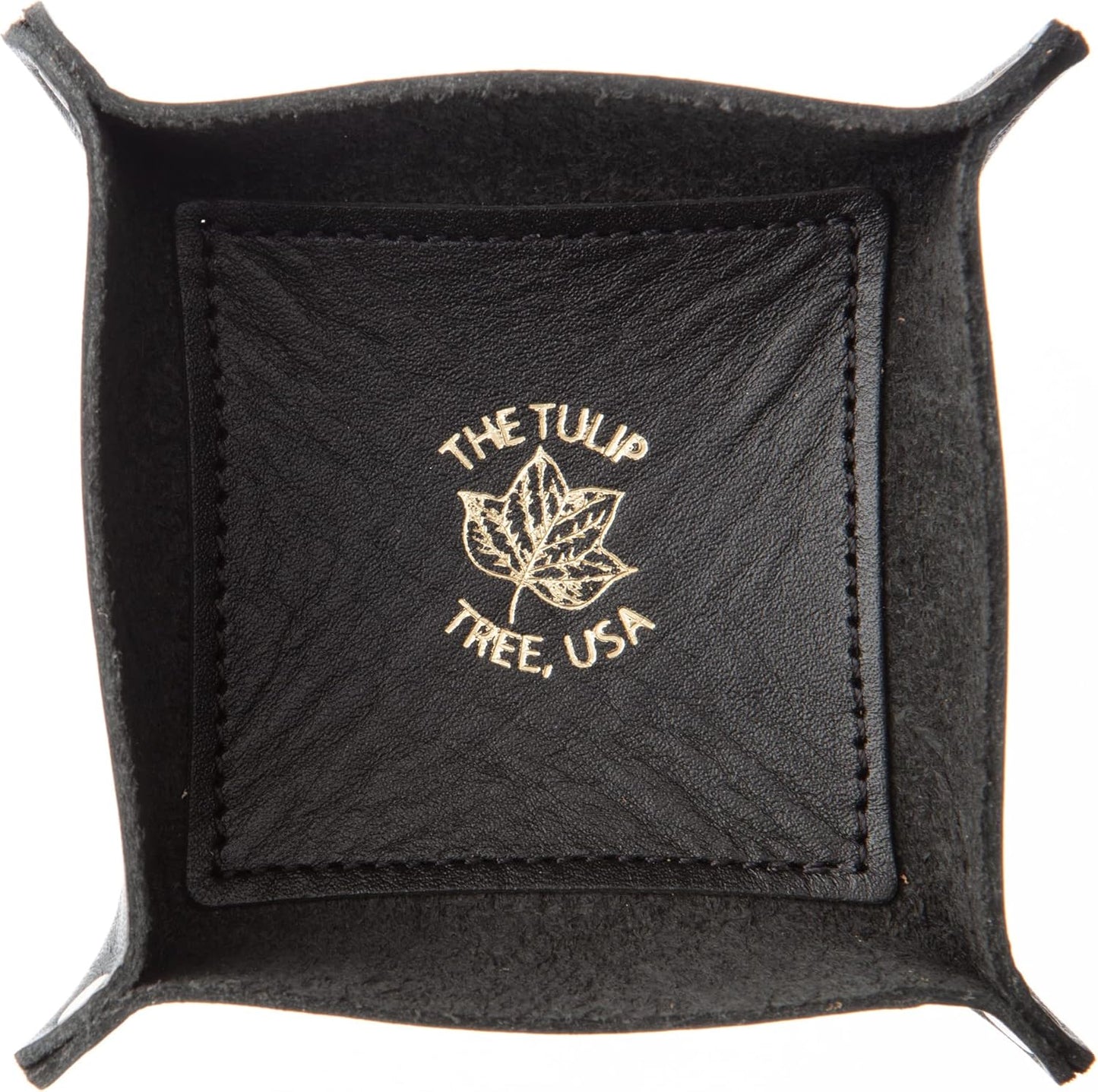 USA Handmade Premium Leather Valet Tray, Folds Flat! Dice Rolling Basket and Organizer with Brass Snaps - Reinforced Base - for Keys, Jewelry, Coin, EDC, Watch Storage Caddy - Black XLarge