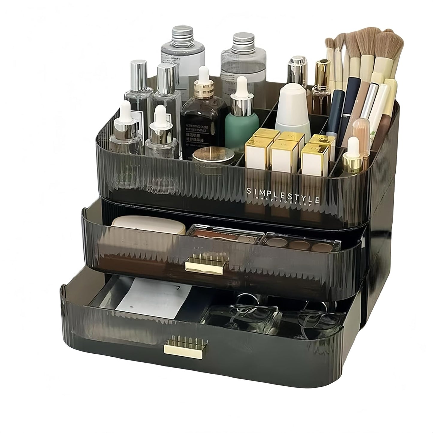 Stackable Cosmetics Organizer Drawers, Bathroom Vanity Makeup Organizers and Storage, Ideal for Desk and Dresser Countertops, Great for Palette, Skincare, Lipsticks, Nail Care. Green