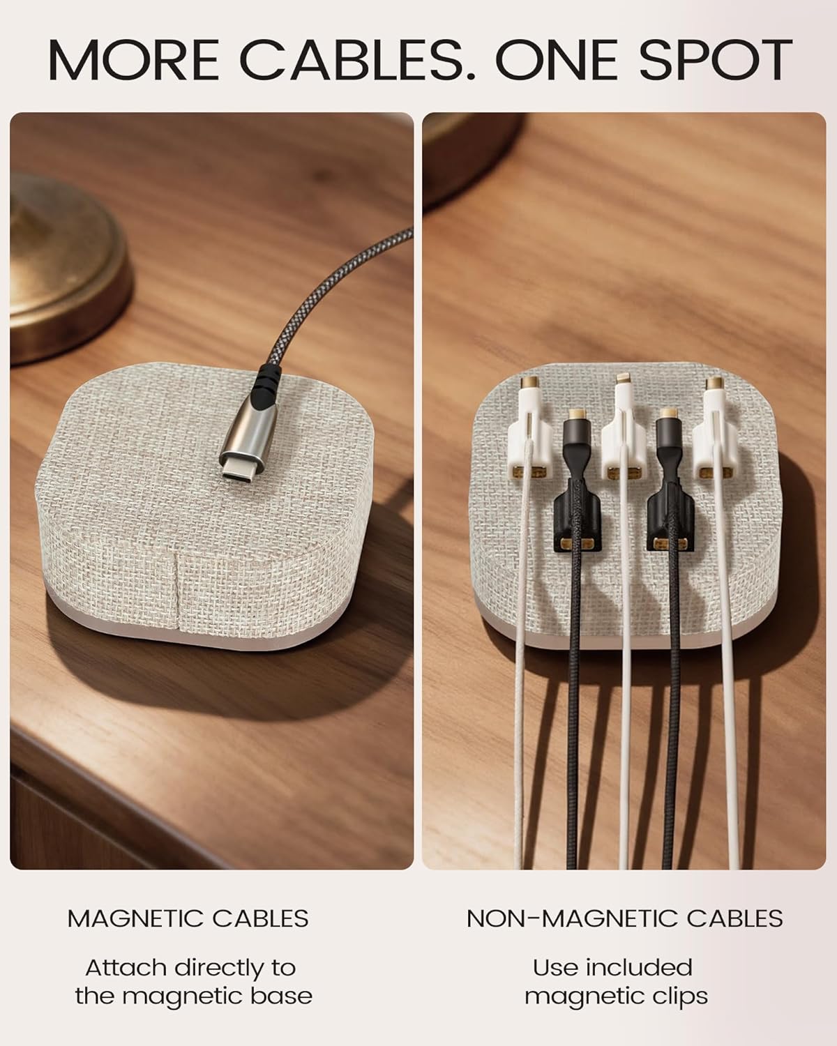 Magnetic Cord Holder, Cable Organizer with 5 Magnetic Clips for Desk & Nightstand Cable Management, Practical Charging Accessory for Home, Office & Gift Giving