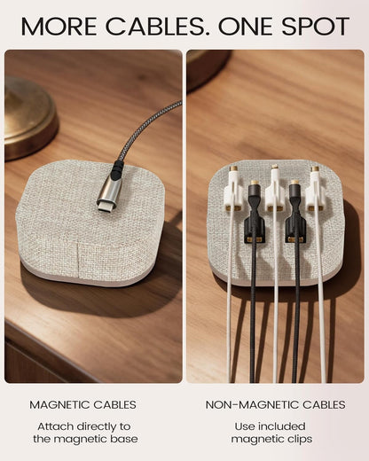 Magnetic Cord Holder, Cable Organizer with 5 Magnetic Clips for Desk & Nightstand Cable Management, Practical Charging Accessory for Home, Office & Gift Giving