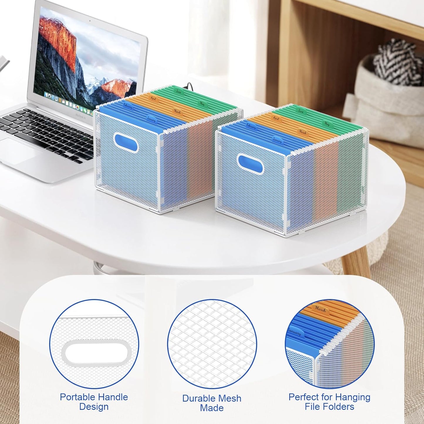 samstar Hanging File Organizer, Mesh File Folder Organizer File Crate File Cabinet Inserts Storage Box, Letter Size