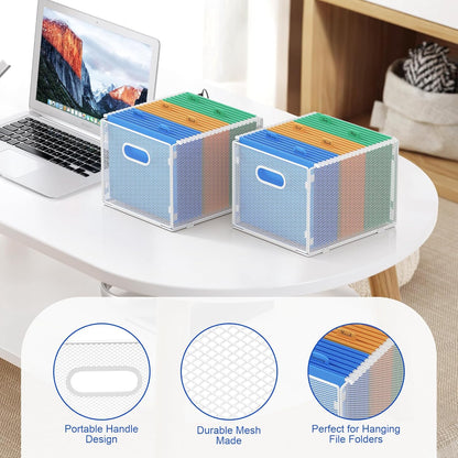 samstar Hanging File Organizer, Mesh File Folder Organizer File Crate File Cabinet Inserts Storage Box, Letter Size