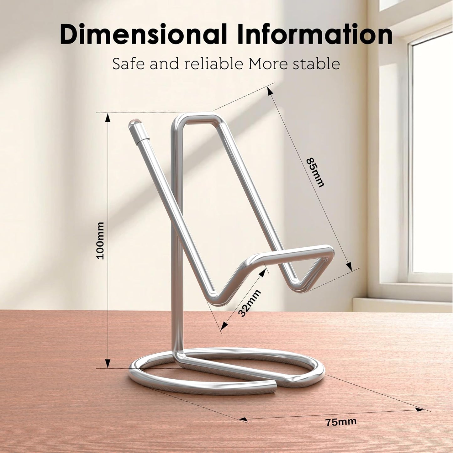 Metal Cell Phone Stand for Desk, Cute One-Piece Phone Holder, Stable Desktop Display Dock for iPhone, iPad, Samsung, Tablets & All Mobile Phones, Gold