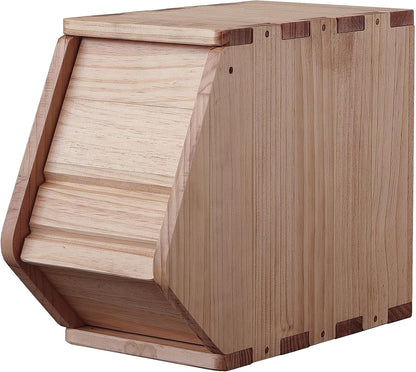 Stackable Solid Wood Storage Chest,Hall Entryway Cabinet,Bins with Lids,Modular Wooden Multi-use Box,Closet Storage Organizers,Drawers,Potato,Onion,Bread,Classify by Items,7.75”W(1 Pack)
