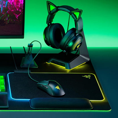 Razer Ergonomic Wrist Rest for Mini Keyboards: Plush Leatherette Memory Foam Cushion - Anti-Slip Rubber Feet