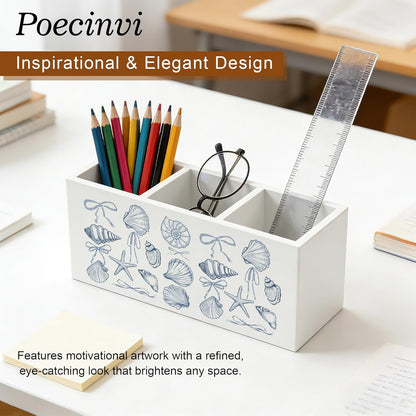 Blue Coquette Bow Pen Holder for Home Office Desk, Girly Office Decor, Preppy Blue Ribbon Bow Aesthetic Wooden Box Sign Pencil Holder for Desk Shelf Organizer