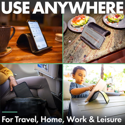 Flight Flap Airplane Phone Holder, Flexible Cell Phone Holder, Folding Cellphone Stand for Desk, Bed, Office, Treadmill - Airplane Gadgets for Long Travel Accessories - Plane Essentials (Silicone)