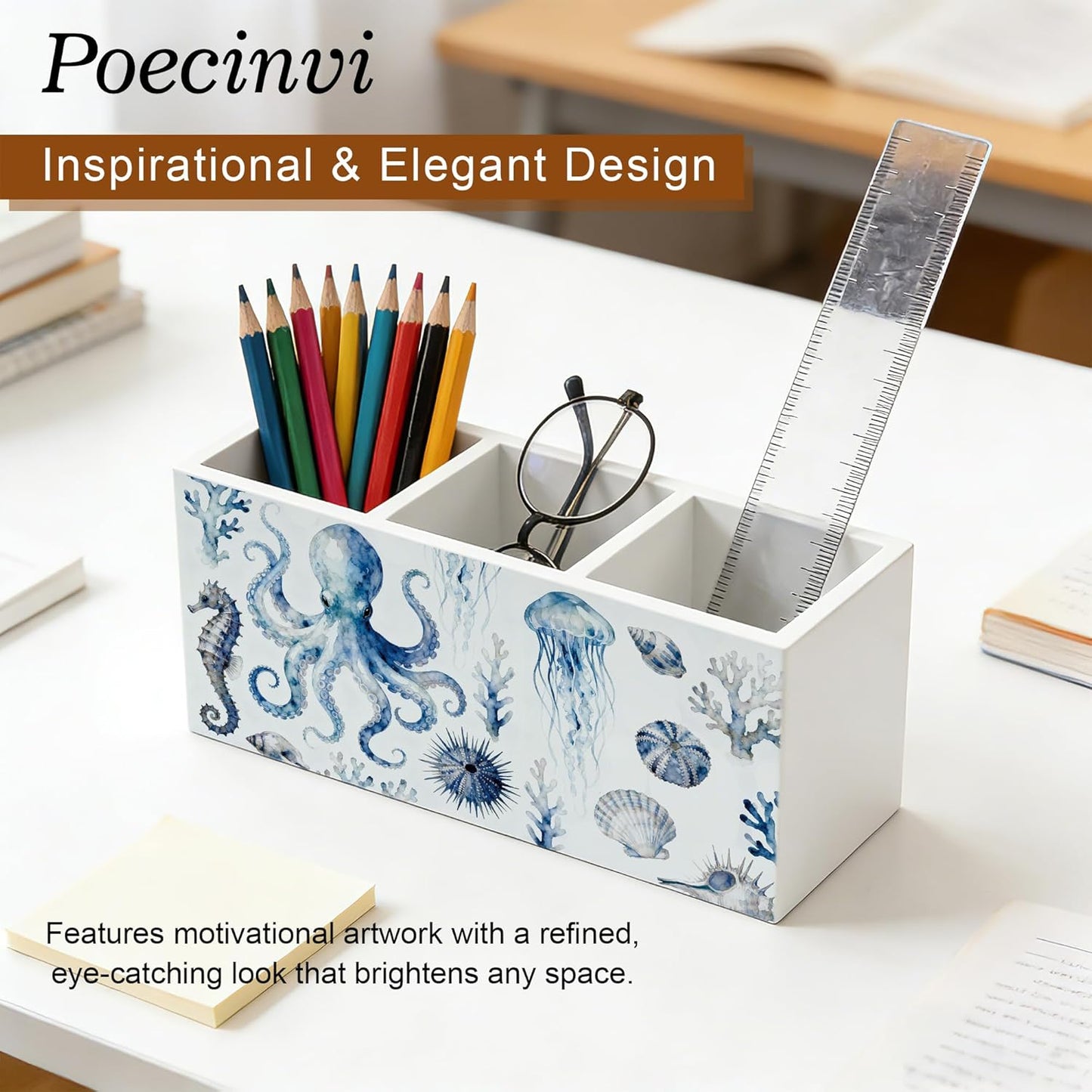 Blue Coquette Bow Pen Holder for Home Office Desk, Girly Office Decor, Preppy Blue Ribbon Bow Aesthetic Wooden Box Sign Pencil Holder for Desk Shelf Organizer