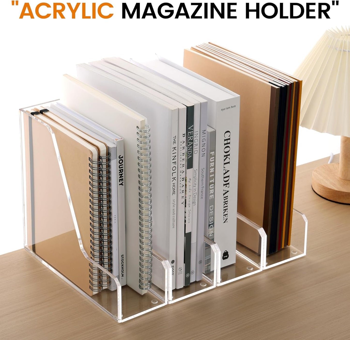 Magazine Holder, Clear Acrylic Magazine Rack, File Organizer for Office Desk, Book Organizer,-One-Piece-3 Vertical spaces,1 pack (B5)……