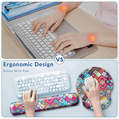 Desk Mat Set + Keyboard and Mouse Pad with Wrist Rest Support,4-in-1 Large Mousepad Computer Mats for Desktop Home & Office-Purple Butterflies