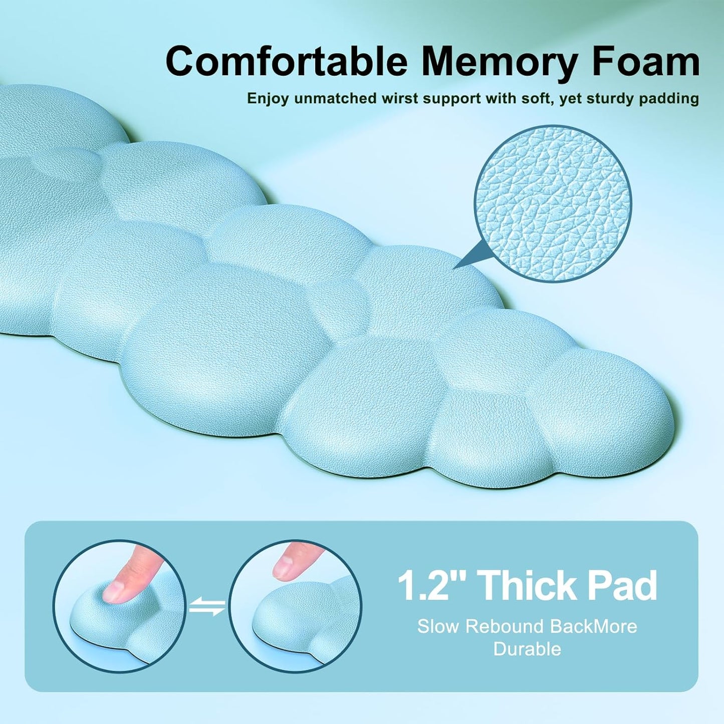 MOKURU Cloud Mouse Pad with Wrist Rest, Cloud Keyboard Wrist Rest, Mouse Pad Wrist Support, Ergonomic Keyboard Mouse Wrist Support White