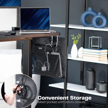 VIVO 48 Inch Clamp-on Privacy and Cable Management Organizer Sleeve, Wire Hider Kit Panel System, Desk Skirt, Black, DESK-SKIRT-48P