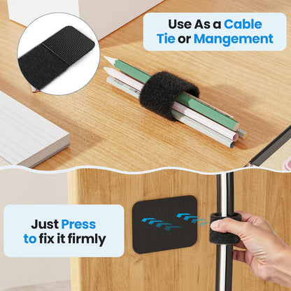 Cable Management Under Desk, 【Up to 15 Cord】【Enhanced Wire Holder】 Cord Organizer, Adjustable Hook and Loop Cable Ties, Home Office Essentials, Cable Hider Clips Under Table, 20 Pair