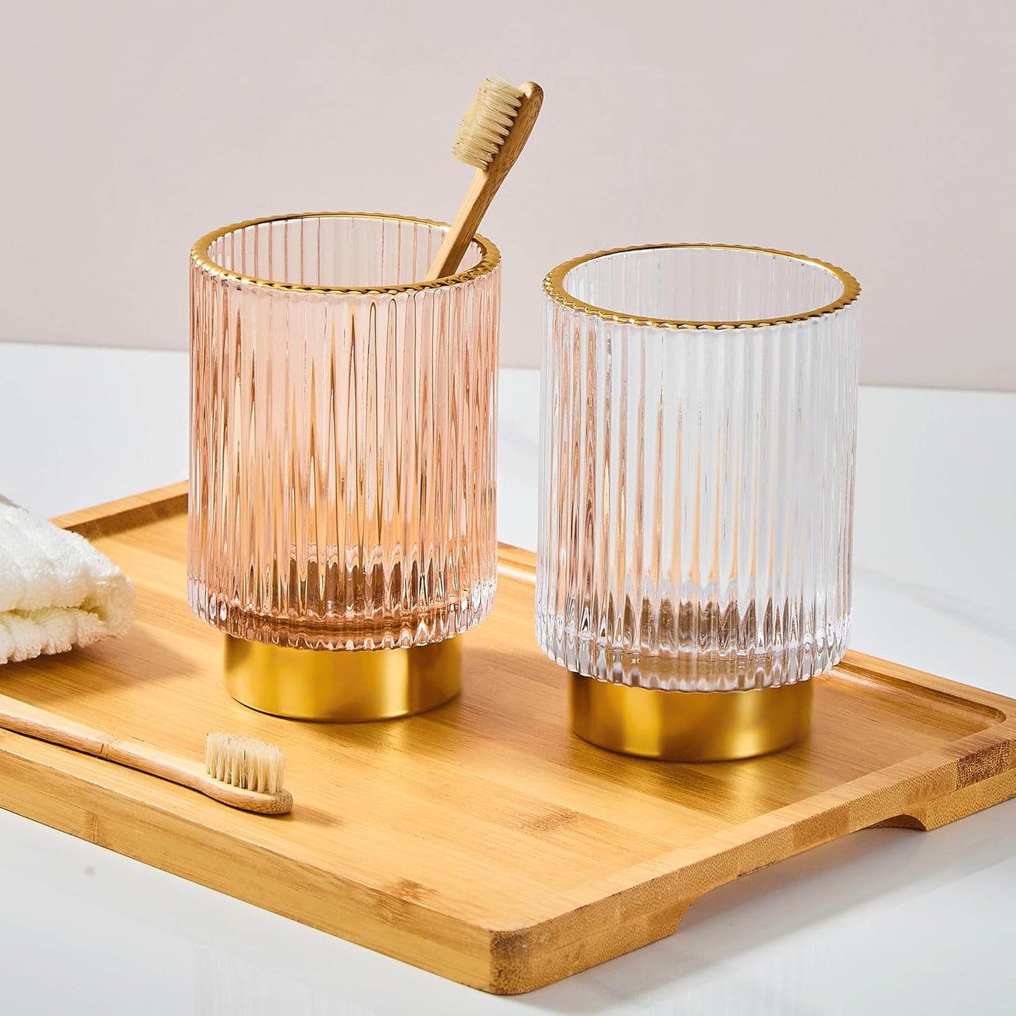 Makeup Brush Holder Organizer,Toothbrush Holders,Desk Pen Pencil Holder,Multifunctional Vintage Glass Brush Cup（L/Green/A3-6-US）