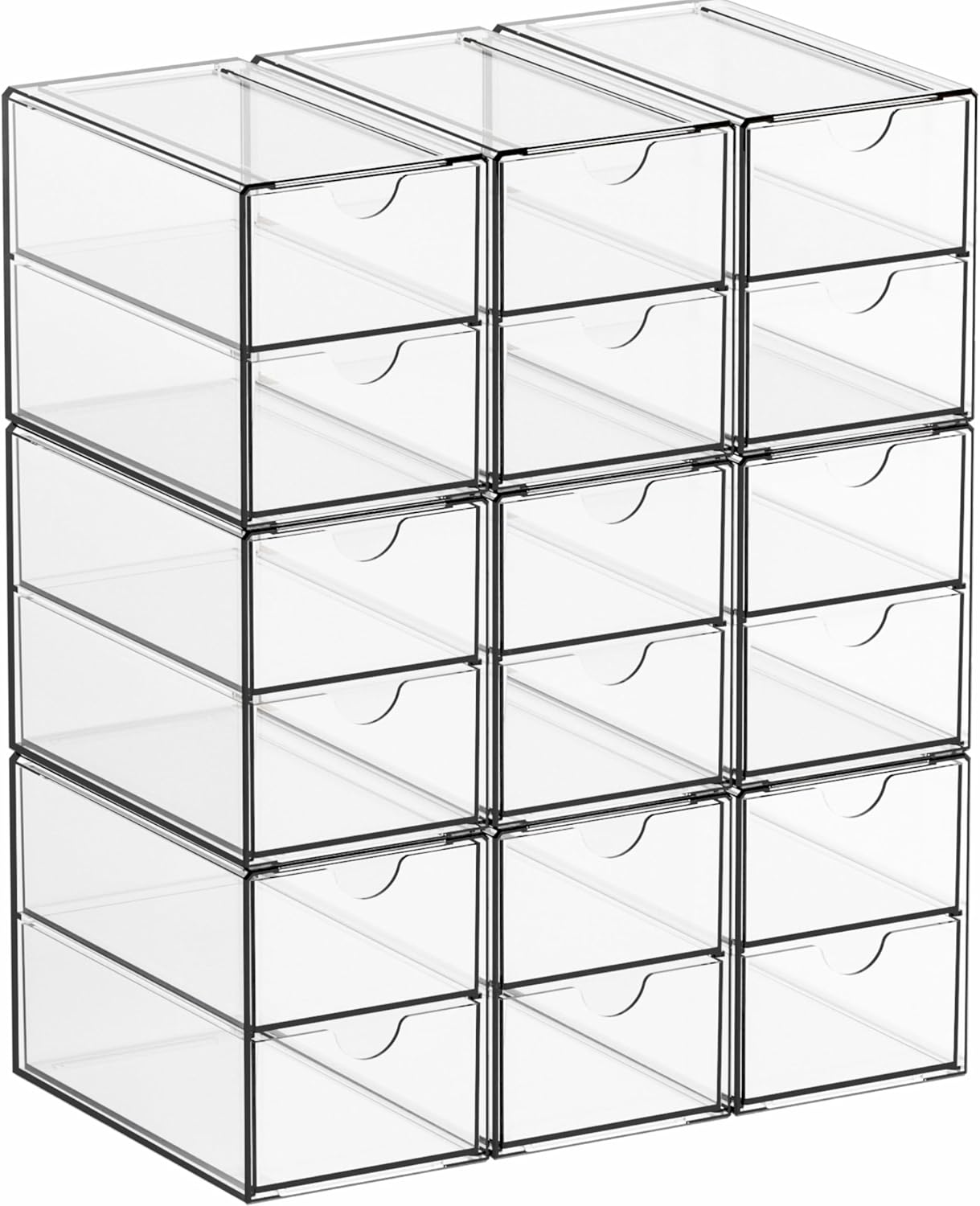 Yieach 11.1 Inch Long Clear Drawer Organizers Stackable,3 Pack Small Acrylic Drawers,School,Office Supplies Organizer And Storage Bins for Stationery,Marker,Pen,Pencil,Craft Desktop Storage Drawers