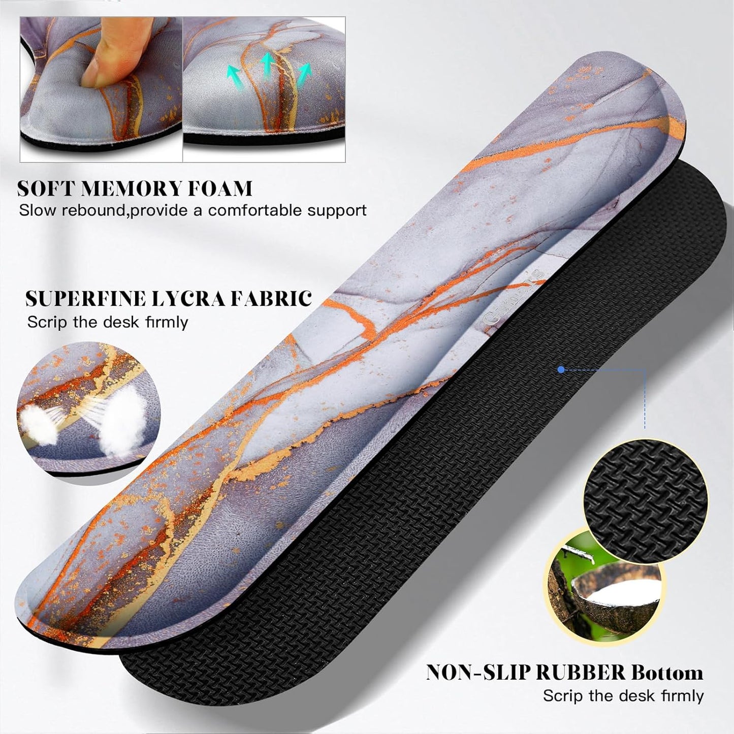 Gimars Upgrade Enlarge Silky and Superfine Fabric Gel Memory Foam Keyboard Wrist Rest Set, Ergonomic Keyboard Mouse Wrist Support for Typing Pain Relief, Comfort for Office, Gaming, Computer