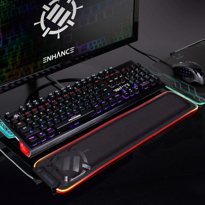 ENHANCE Keyboard Wrist Rest - Keyboard Wrist Support with Memory Foam Pad and Premium Anti-Fray Stitching - Fits Full Size Boards Helps with Pain for PC, Laptop, Office Typing - Galaxy