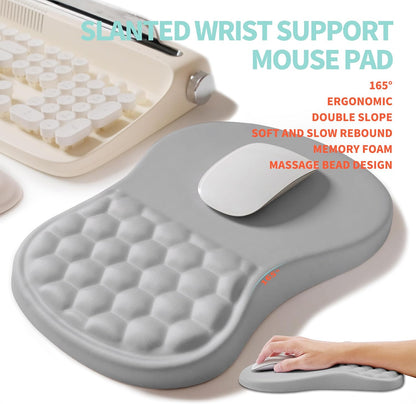 2-in-1 Ergonomic Set, Wave Rise Keyboard Wrist Rest and Massage Bulge Slope Mouse Pad Wrist Support, Cushion Memory Foam Integrated to Relieve Wrist Pain, Black