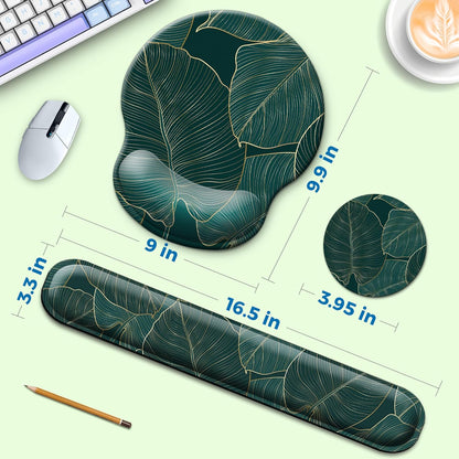 Mouse Pad and Keyboard Wrist Rest Support, with Non-Slip PU Base,Gel Mouse Pad with Coaster,Pain Relief for Gaming, Computer,Office -Beach