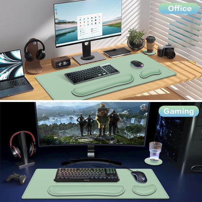 Desk Mat, Large Gaming Mouse Pad with Wrist Rest, 4in1 XXL Mousepad+Keyboard Wrist Rest+Mouse Pad Wrist Support+Cup Coaster Set Ergonomic Floral Computer Desk Arm Wrist for Decor Home Office Women