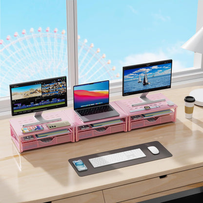 gianotter Computer Monitor Stand Riser, Desk Organizers and Accessories with Drawer, Office Desk Accessories & Workspace Desktop Organizers Storage for Printer Stand (Black)