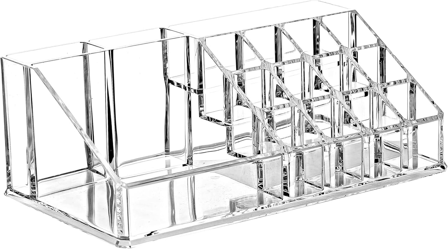 Ikee Design Acrylic Makeup Organizer with 4 Drawers and Removable Top Lipstick Holders, Ideal for Make-up or Accessories,Enhance Your Vanity or Bathroom with Clear Design for Quick Visibility